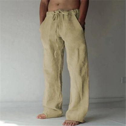 Mathis - Pantalon en Lin Homme Fluide avec Cordon Bohème et Poches Latérales