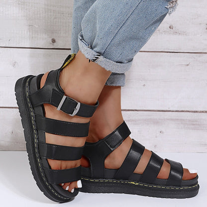 Nathalie - Sandales Orthopédiques Femme Tendance à Lanières avec Semelle Plateforme