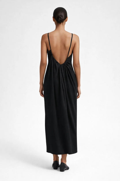Robe Maxi Femme - Halter Col Rond Froncé Fluide | Élégante
