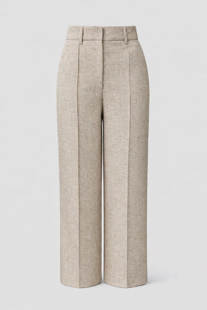 Pantalon Femme - Taille Haute Jambe Large Plis Marqués | Chic