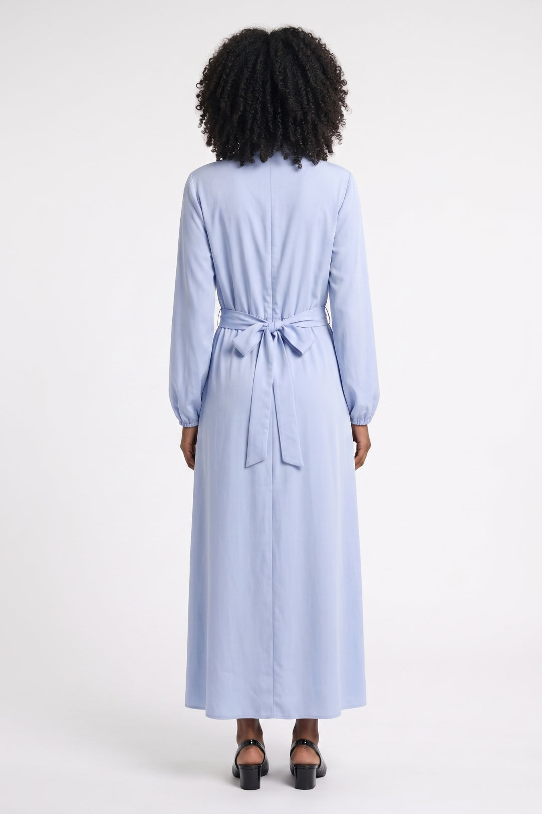 Robe Midi Femme - Col Montant Plissée Ceinturée | Élégante