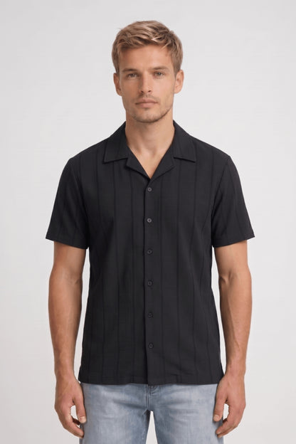 Chemise Homme - Manches Courtes Rayures Verticales | Décontractée