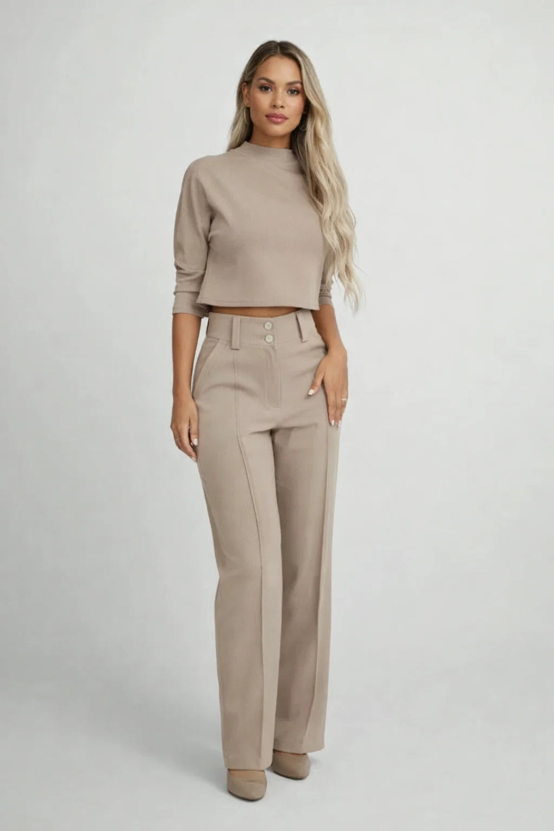 Ensemble Femme - Crop Top et Pantalon Évasé Taille Haute | Chic