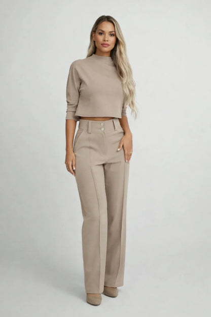Ensemble Femme - Crop Top et Pantalon Évasé Taille Haute | Chic