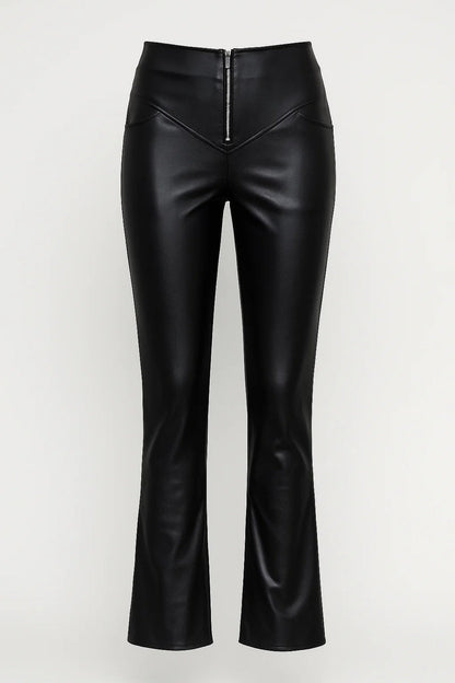 Pantalon Femme - Taille Haute Zippé avec Coupe Évasée | Chic
