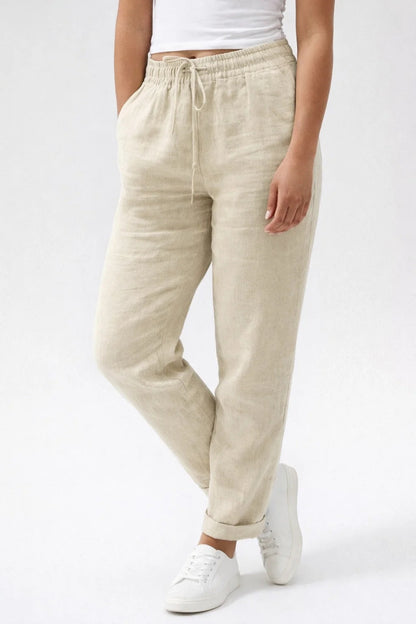 Pantalon Femme - Taille Élastiquée Cordon Coupe Décontractée | Été