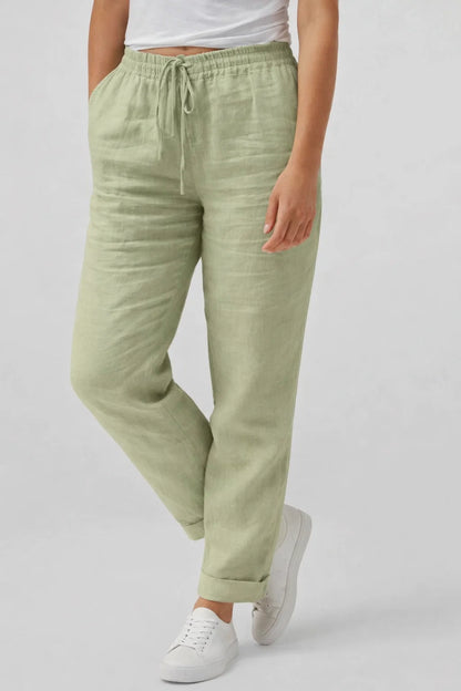 Pantalon Femme - Taille Élastiquée Cordon Coupe Décontractée | Été