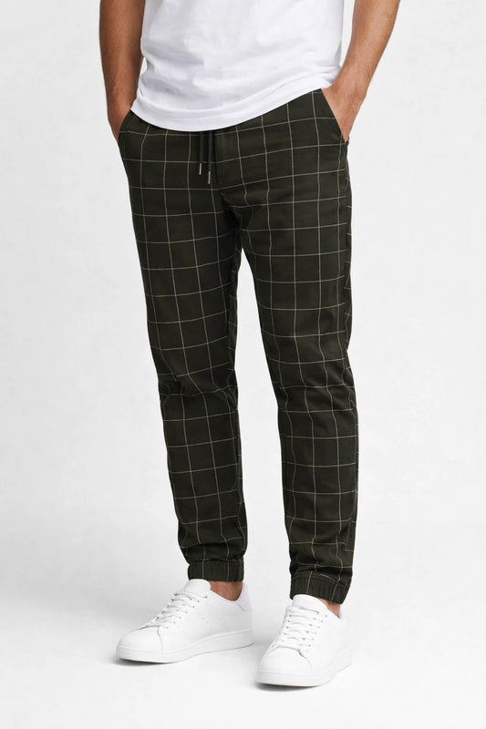 Jogging Homme - Motif Carreaux Taille Élastiquée Chevilles | Casual