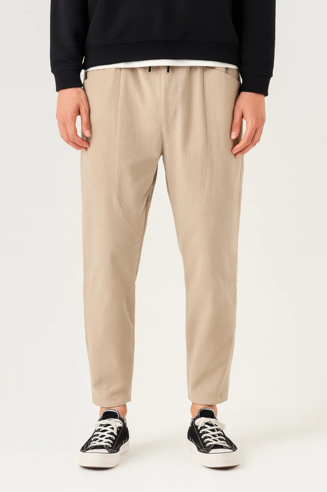 Pantalon Homme - Coupe Fuselée Taille Élastiquée Surpiqûres | Casual