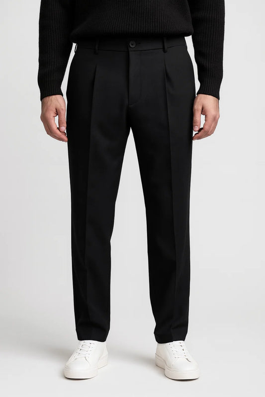 Pantalon Homme - Coupe Droite Plissée Taille Haute | Élégant
