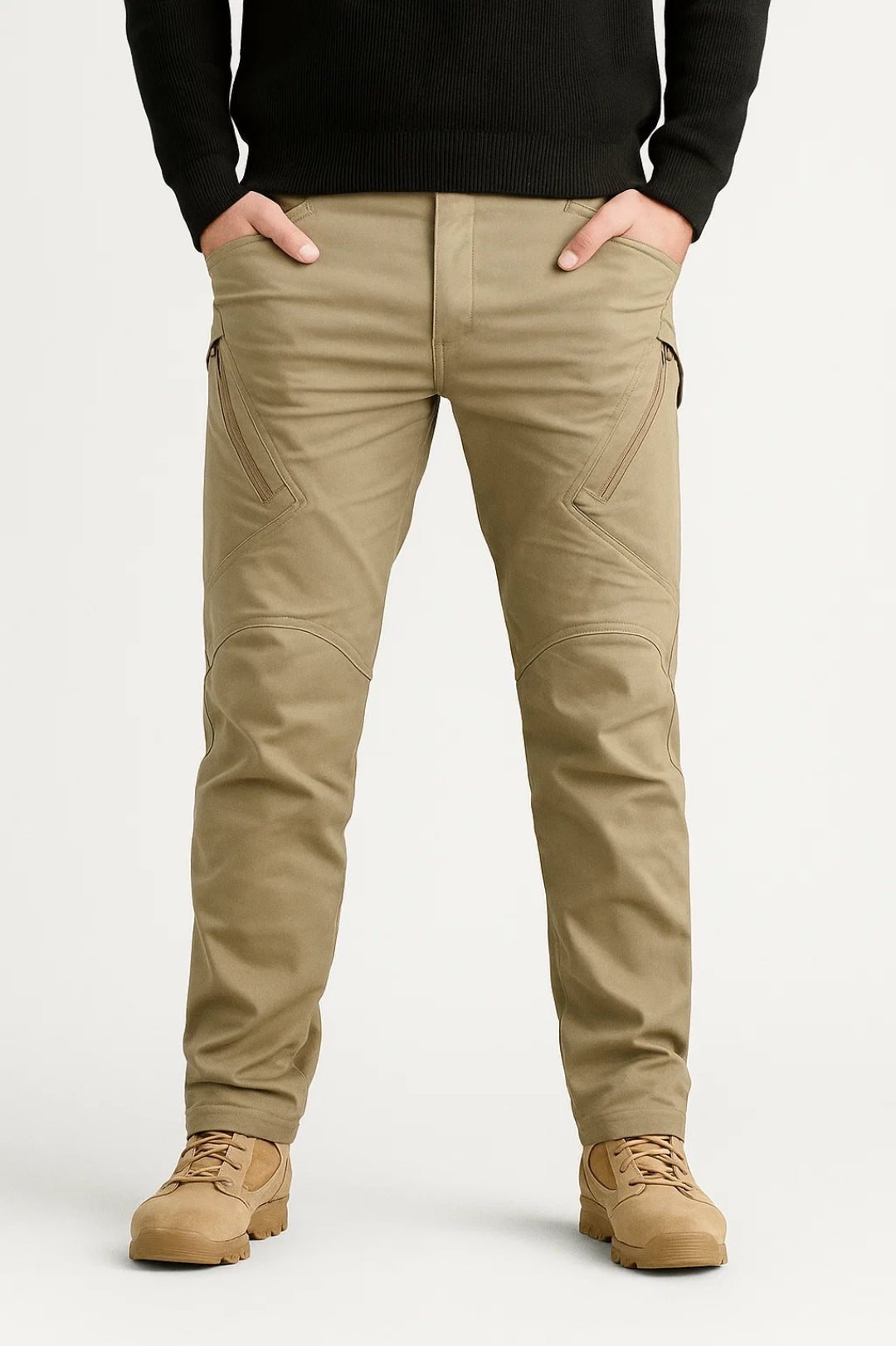 Pantalon Cargo Homme - Coupe Slim Poches Zippées Genouillères | Casual