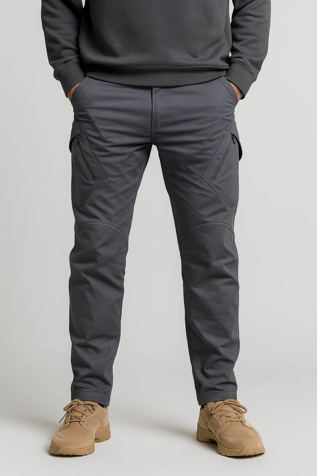 Pantalon Cargo Homme - Coupe Slim Poches Zippées Genouillères | Casual