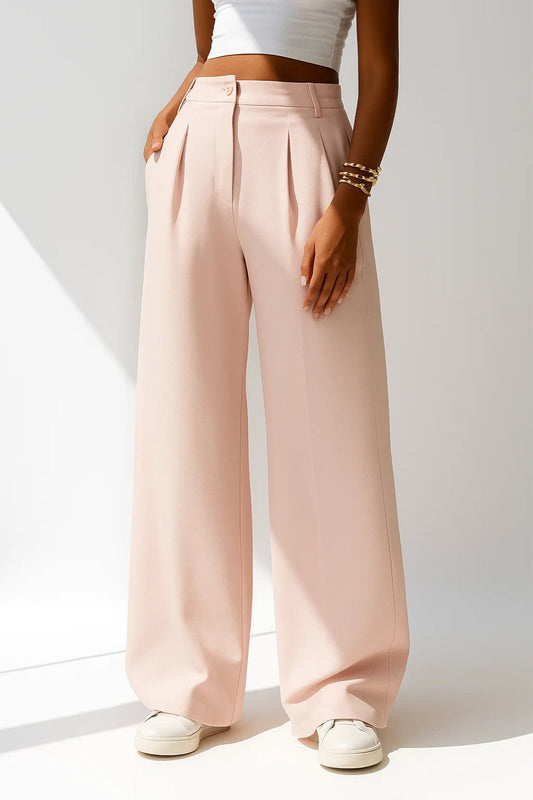 Pantalon Femme - Coupe Large Taille Haute Plissé | Chic