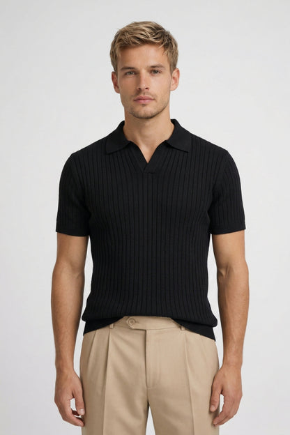 Polo Homme - Col Ouvert avec Manches Courtes et Texture | Casual