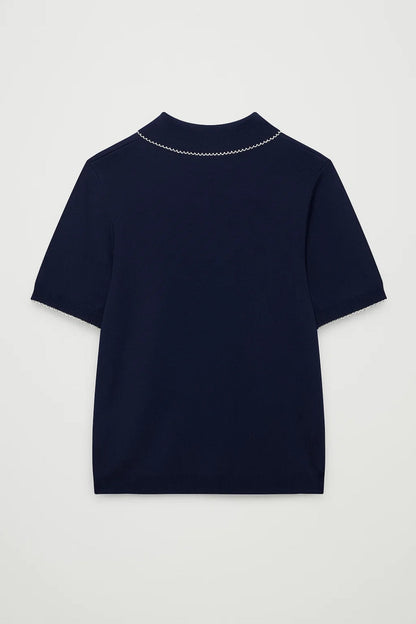 Top Femme - Col Claudine Manches Courtes Tricoté | Chic