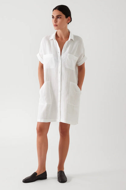 Robe Mini Femme - Chemise Boutonnée Manches Courtes Poches | Été