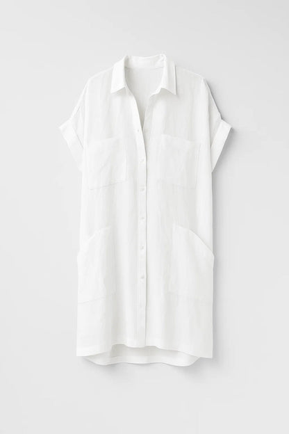 Robe Mini Femme - Chemise Boutonnée Manches Courtes Poches | Été