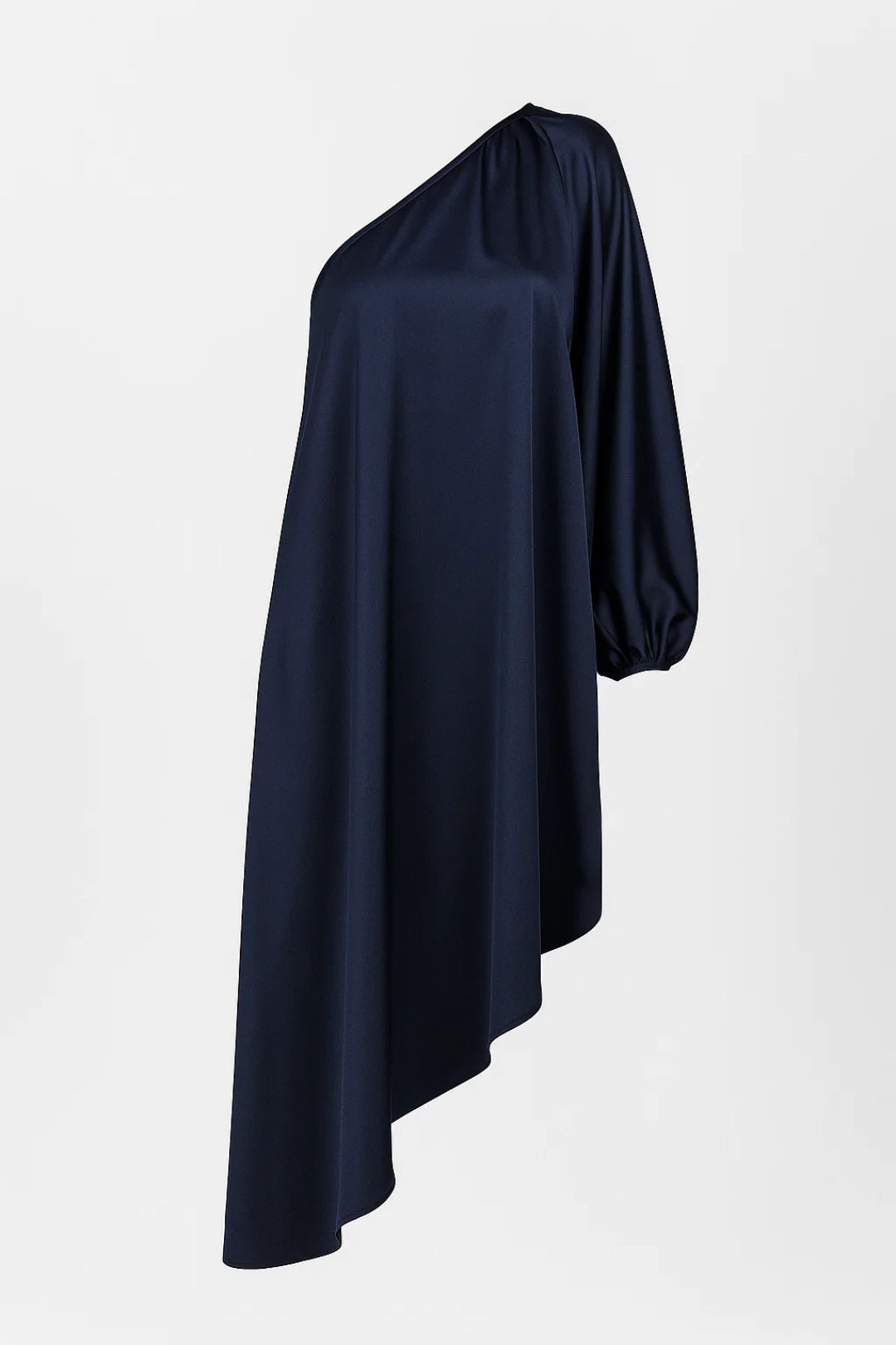 Robe Midi Femme - One Shoulder Fluide Asymétrique Manche Longue | Chic