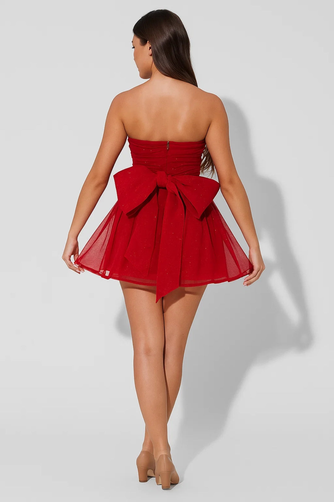 Robe Mini Femme - Bustier Tulle Pailleté Coupe Patineuse | Soirée