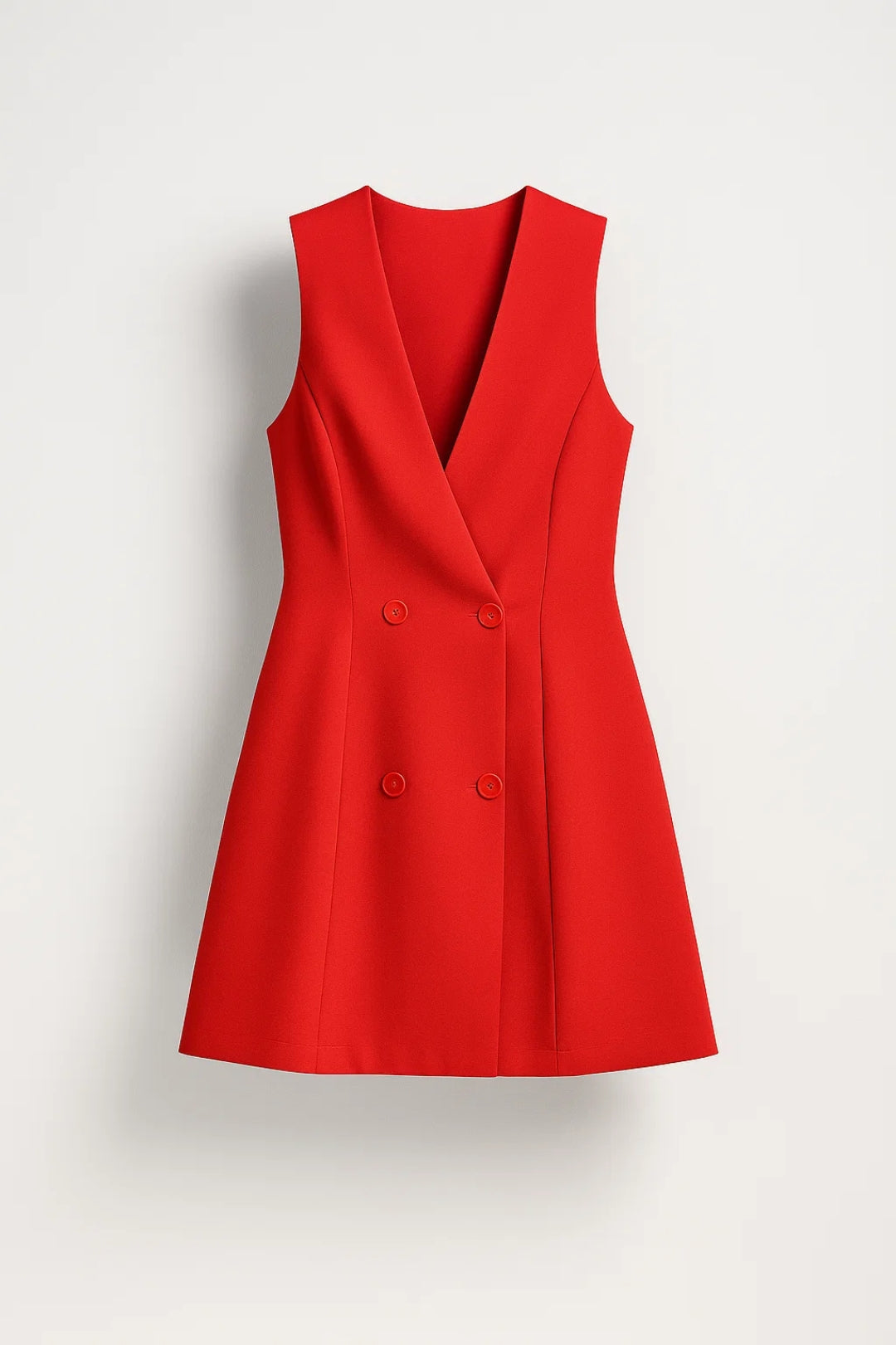 Robe Mini Femme - Blazer Sans Manches Double Boutonnage Évasée | Chic
