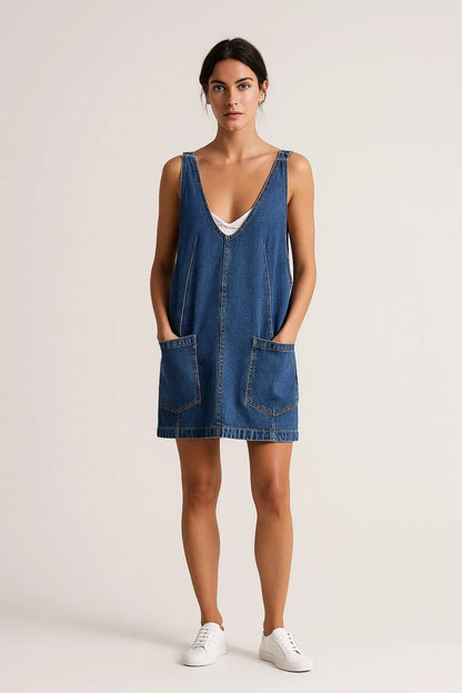 Robe Mini Femme - Sans Bretelles Col V Poches Casual | Été
