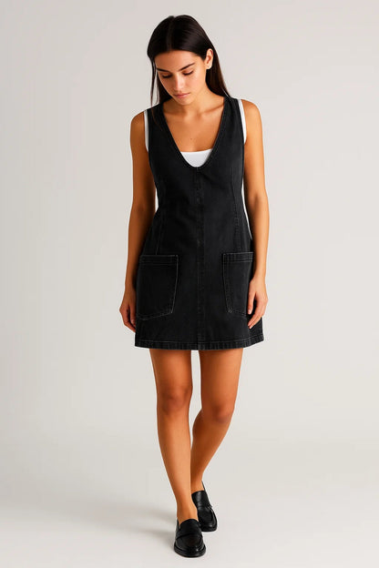 Robe Mini Femme - Sans Bretelles Col V Poches Casual | Été