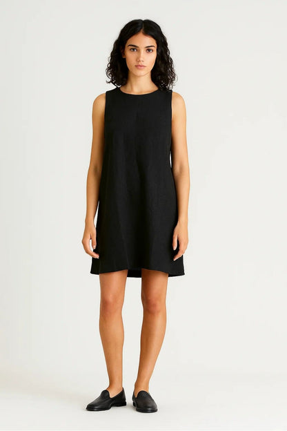 Robe Mini Femme - Sans Manches Col Rond Coupe Droite Légère | Casual