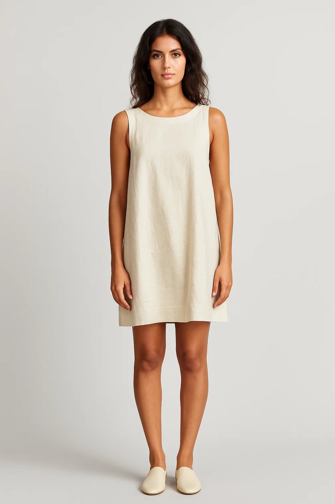 Robe Mini Femme - Sans Manches Col Rond Coupe Droite Légère | Casual