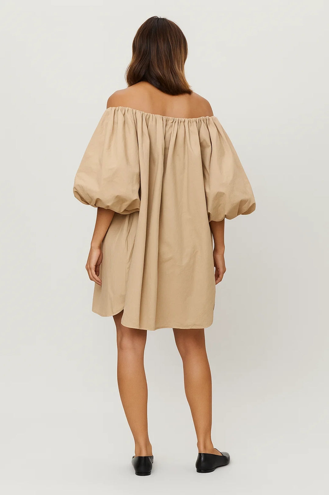 Robe Mini Femme - Épaules Dénudées Manches Bouffantes Ample | Casual