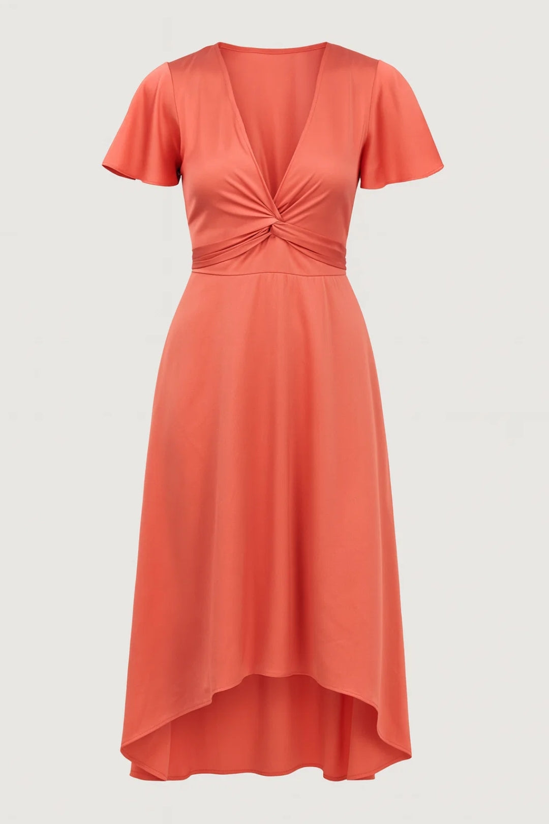Robe Midi Femme - Col V Noeud Central Manches Papillon | Élégante