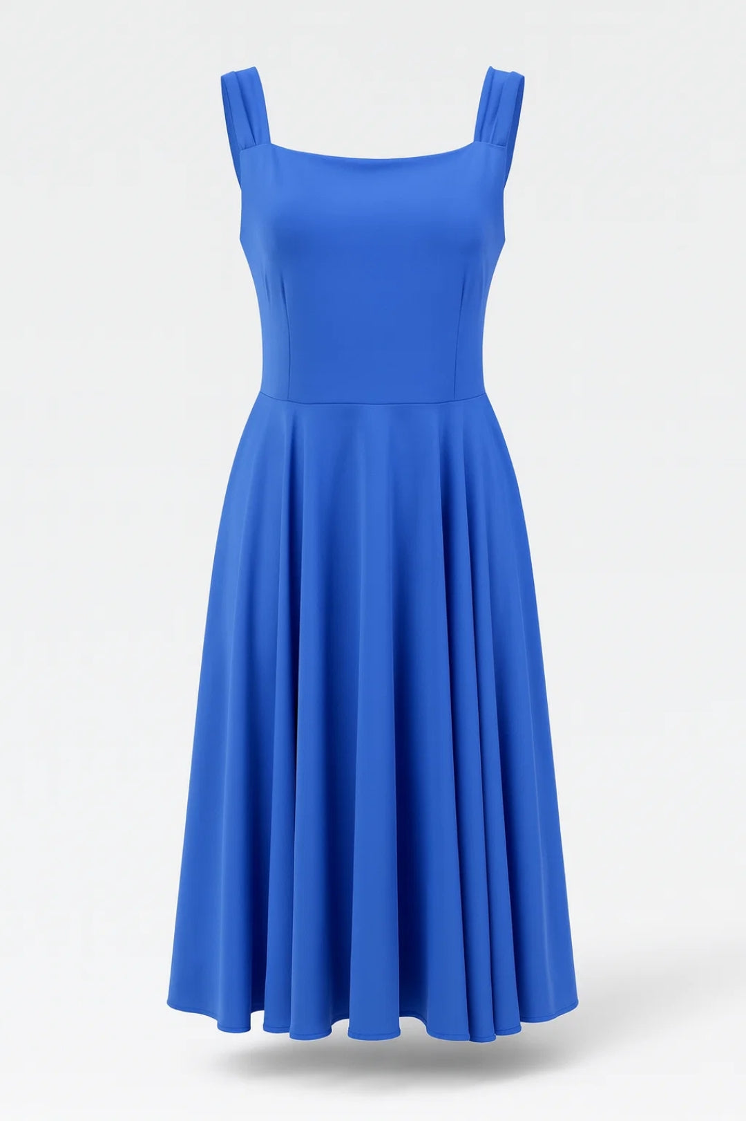 Robe Midi Femme - Sans Manches Col Carré Évasée | Élégante