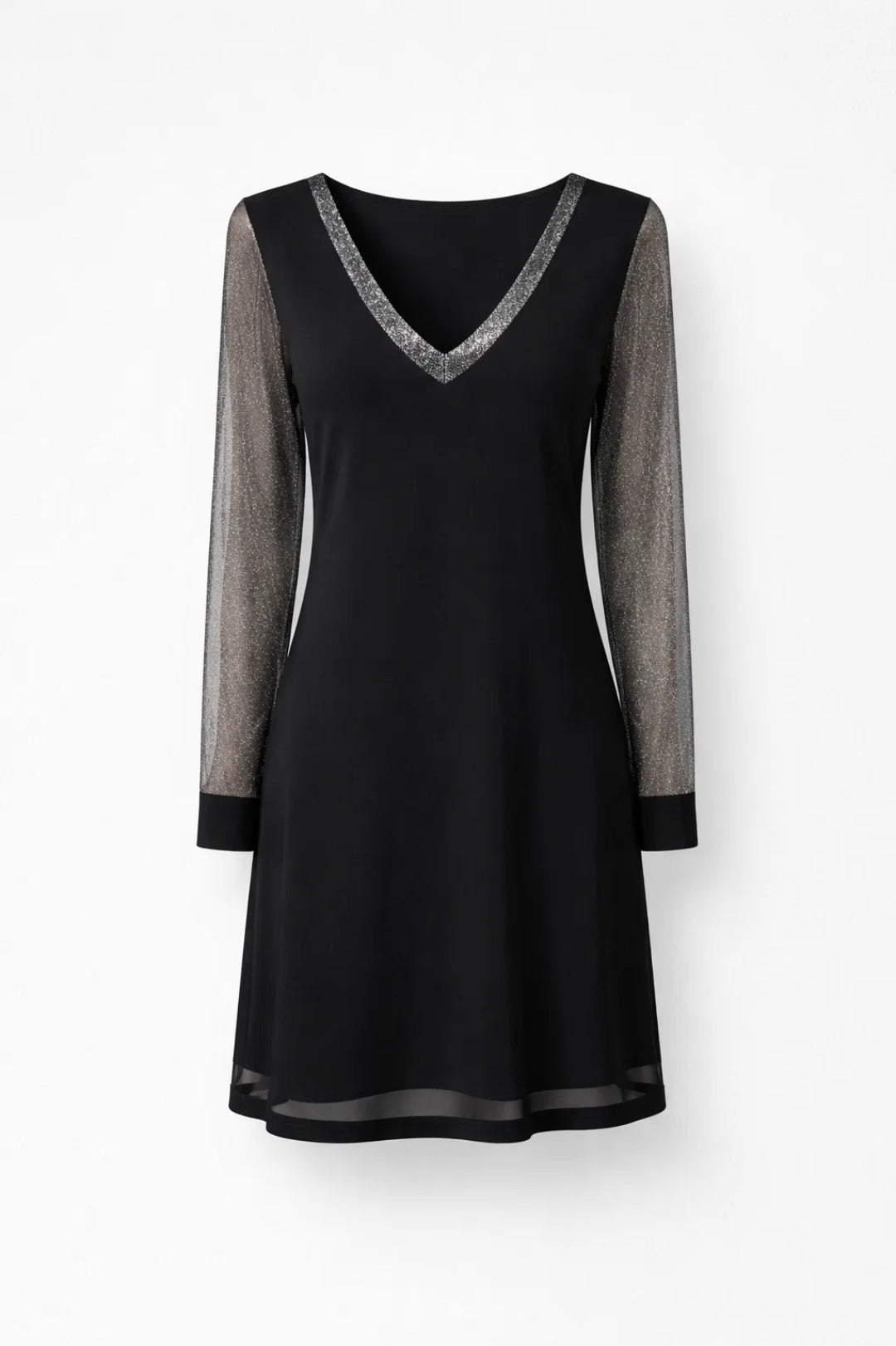 Robe Mini Femme - Manches Longues Transparentes Décolleté V