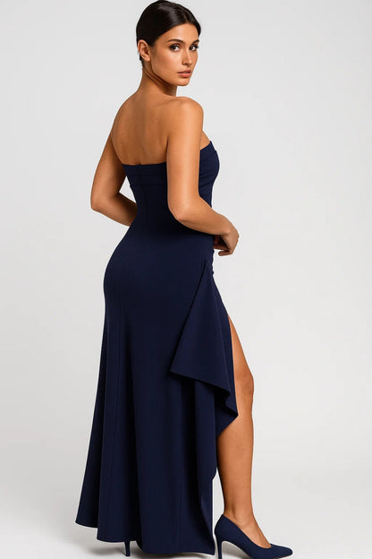 Robe Maxi Femme - Bustier Drapée Fendue Volant | Élégante