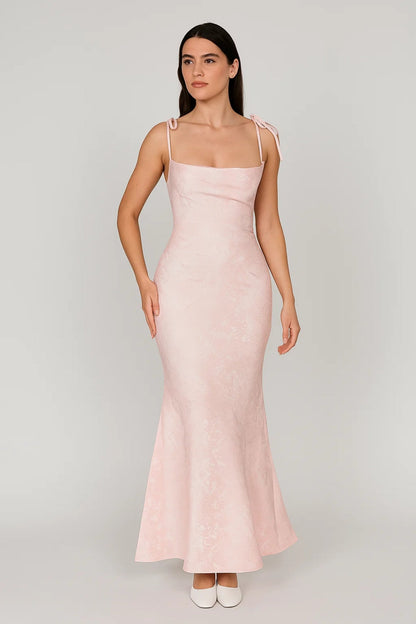Robe Maxi Femme - Bretelles Nouées Moulante Évasée | Élégante