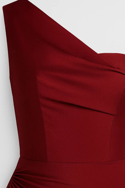 Robe Maxi Femme - Une Épaule Drapée Gainante Fente Latérale | Soirée