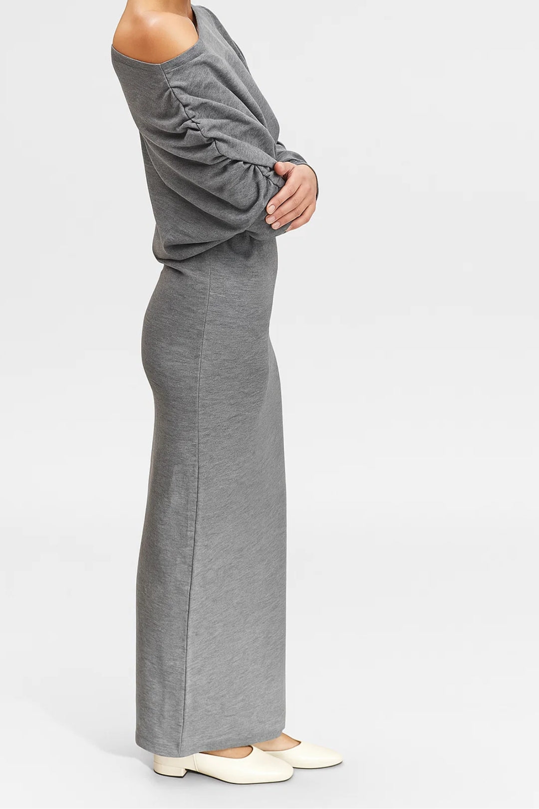 Robe Maxi Femme - One Shoulder Manches Longues Moulante Tricotée | Chic