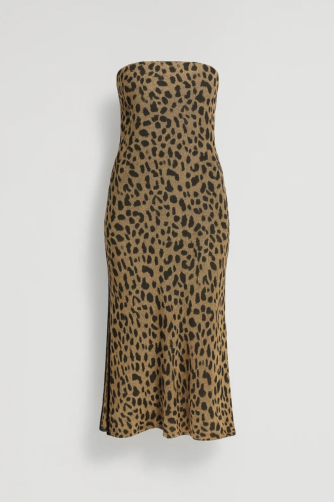 Robe Midi Femme - Bustier Sans Bretelles Imprimé Léopard Moulante | Chic