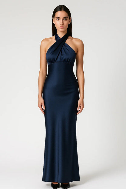 Robe Maxi Femme - Halter Croisé Dos Nu Coupe Sirène | Soirée