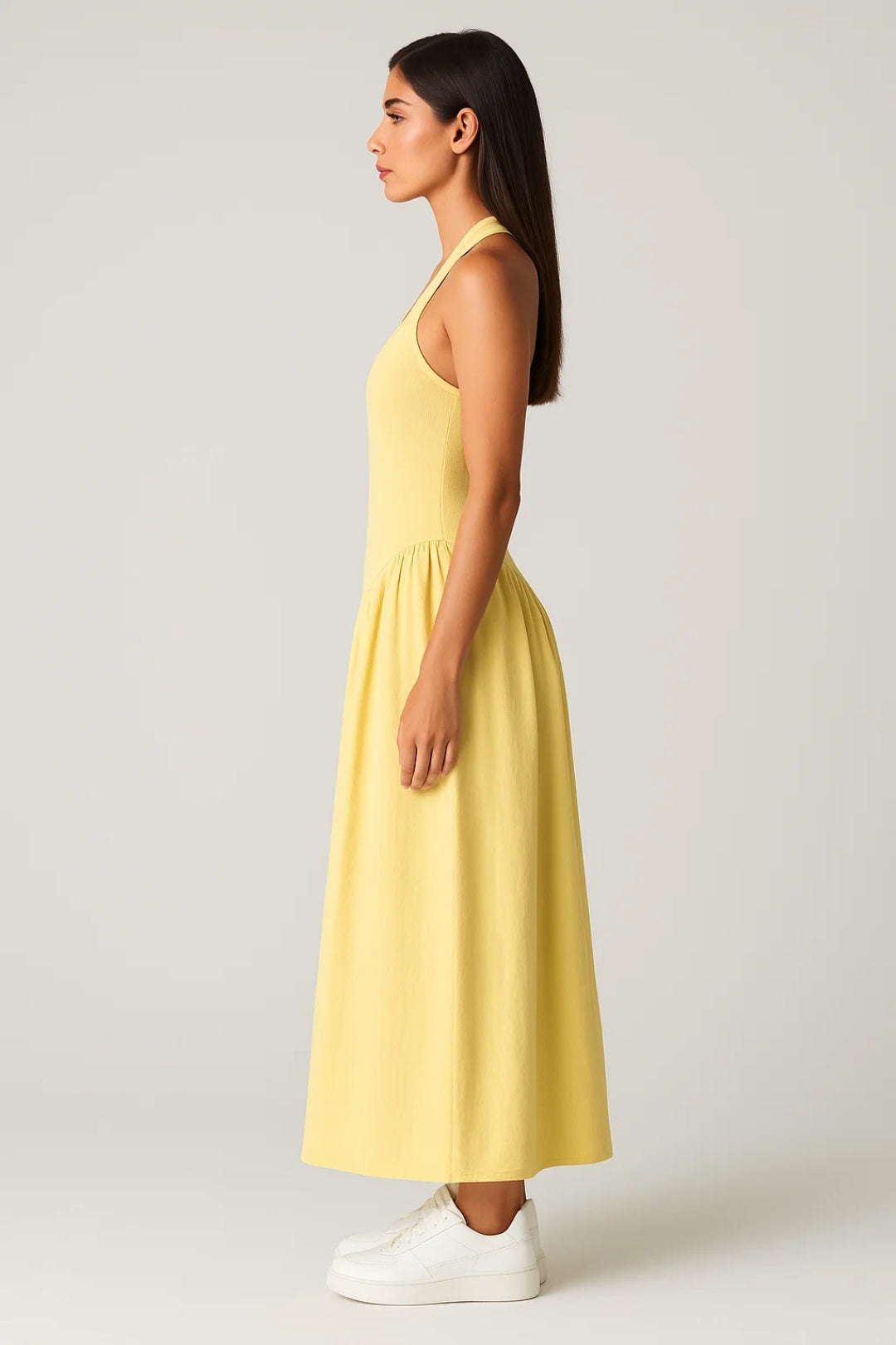 Robe Maxi Femme - Dos Nageur Buste Ajusté Jupe Ample | Casual