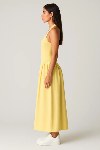 Robe Maxi Femme - Dos Nageur Buste Ajusté Jupe Ample | Casual