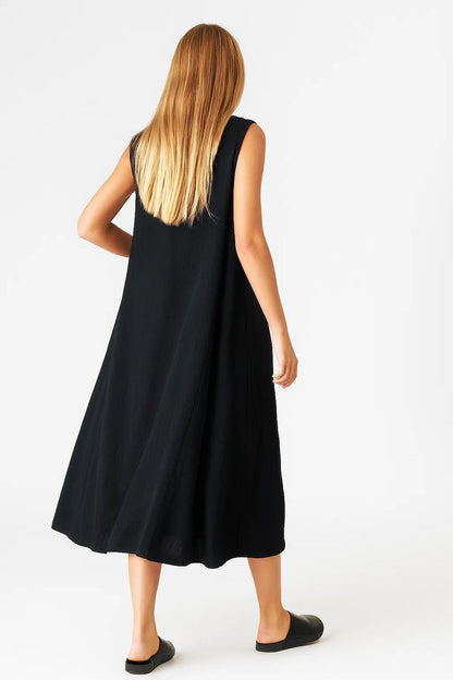 Robe Midi Femme - Sans Manches Col Rond Ample Coupe Trapèze | Casual