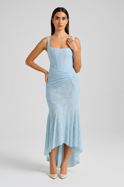 Robe Maxi Femme - Bretelles Larges Drapée Sirène Asymétrique | Chic