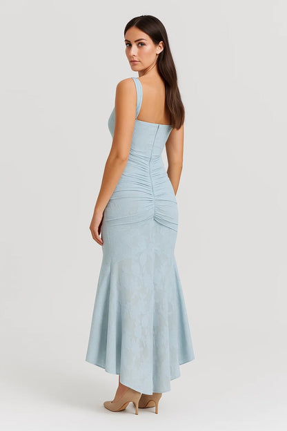 Robe Maxi Femme - Bretelles Larges Drapée Sirène Asymétrique | Chic