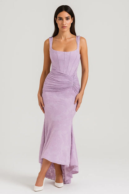 Robe Maxi Femme - Bretelles Larges Drapée Sirène Asymétrique | Chic