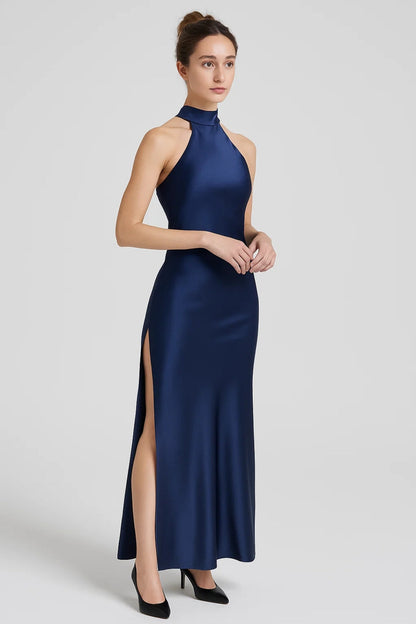 Robe Maxi Femme - Halter Col Montant Dos Nu Gainante | Soirée