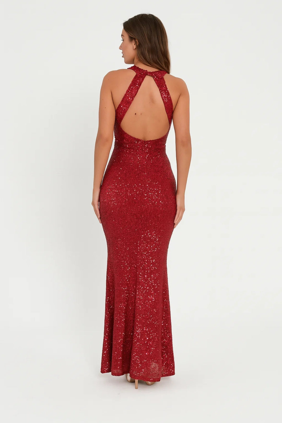 Robe Maxi Femme - Halter Croisé Pailletée Sirène | Soirée
