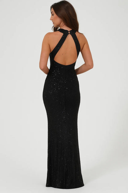 Robe Maxi Femme - Halter Croisé Pailletée Sirène | Soirée