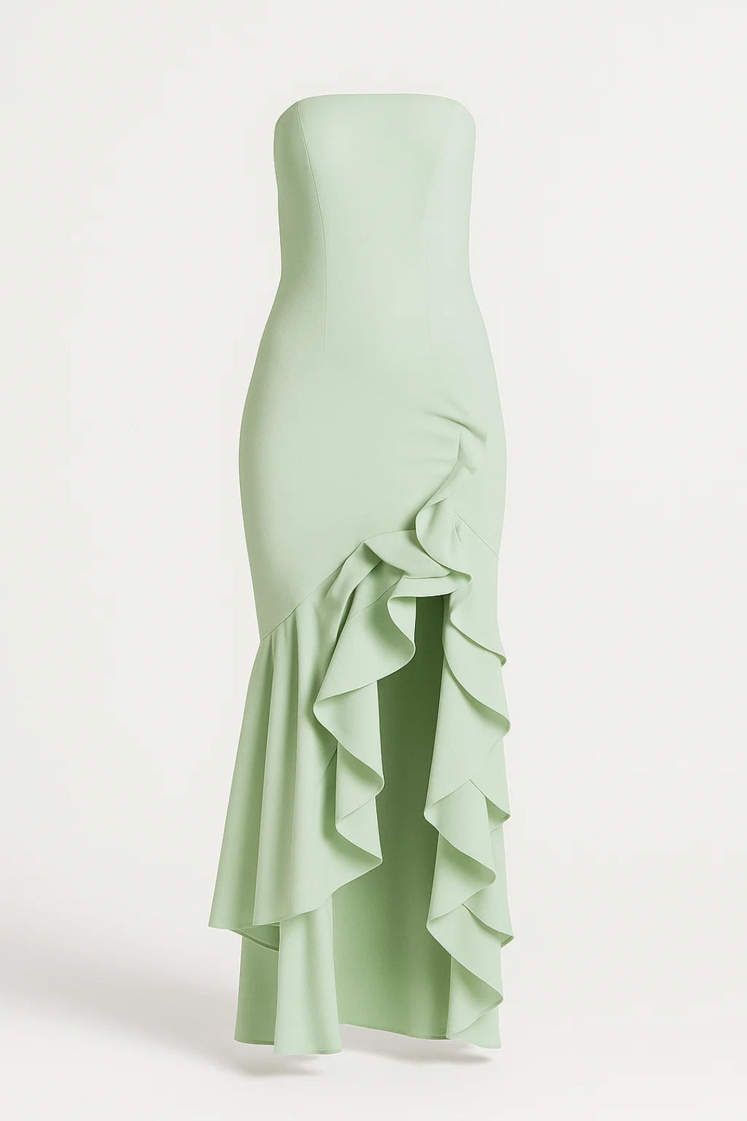 Robe Maxi Femme - Bustier Droit Volants Cascade Fente | Soirée