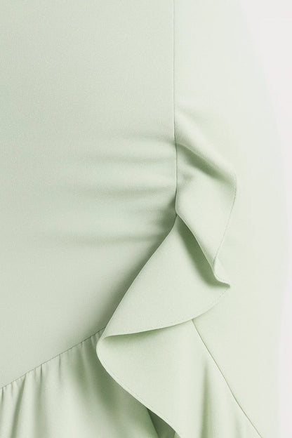 Robe Maxi Femme - Bustier Droit Volants Cascade Fente | Soirée