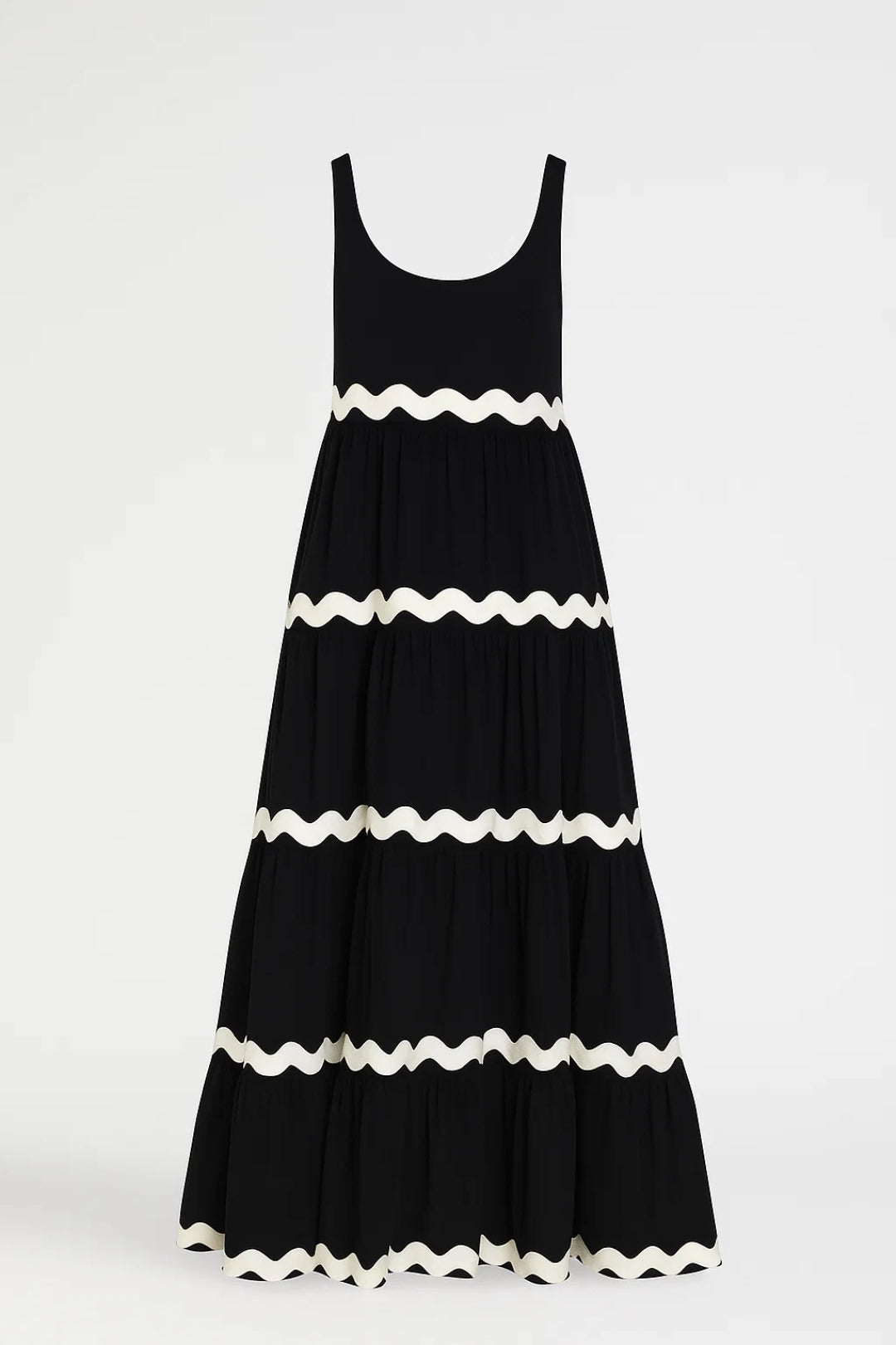 Robe Maxi Femme - Étagée Sans Manches Bordures Ondulées | Été
